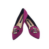 Balerini dama din piele intoarsa Glamour Fuchsia
