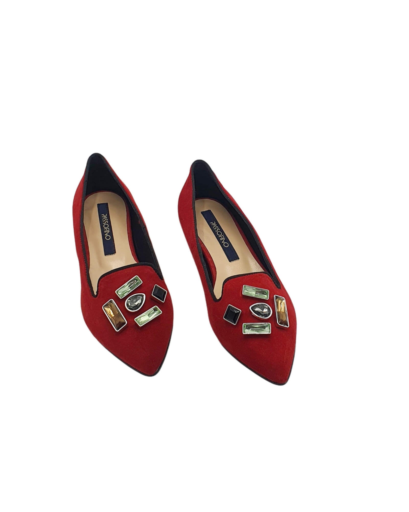 Balerini dama din piele intoarsa Glamour Red