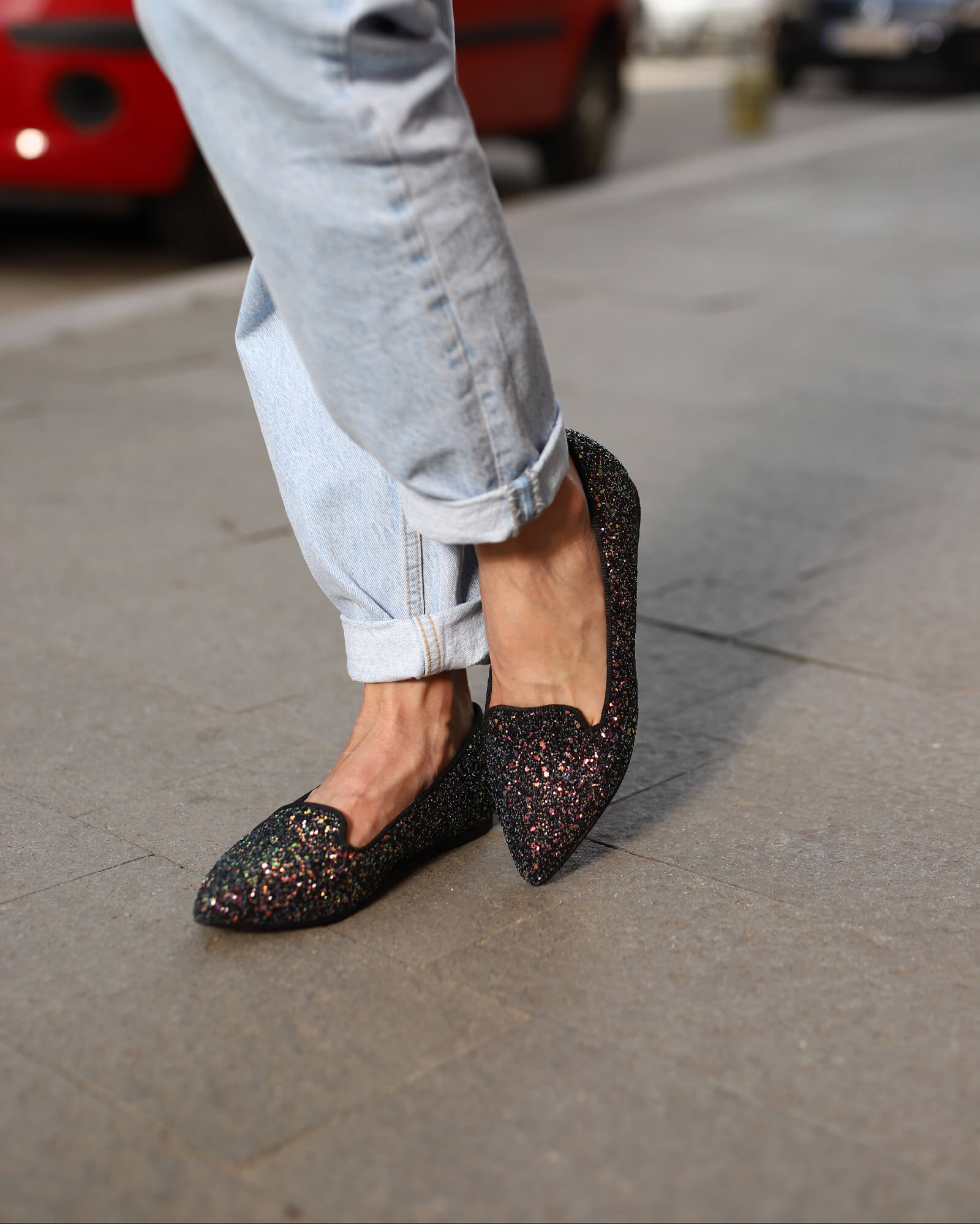 Balerini din glitter Zina Multicolor