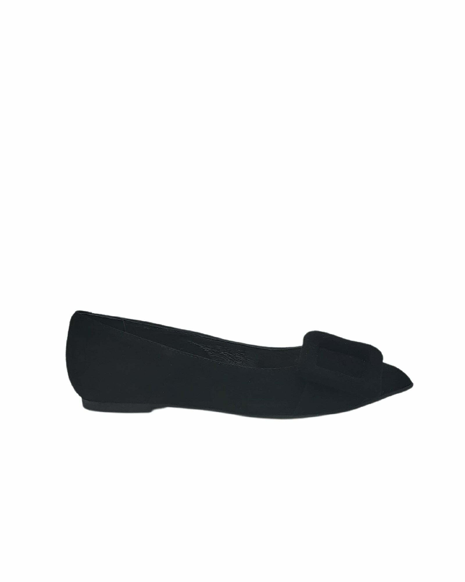 Balerini din piele intoarsa cu accesoriu PF1084-37 negru