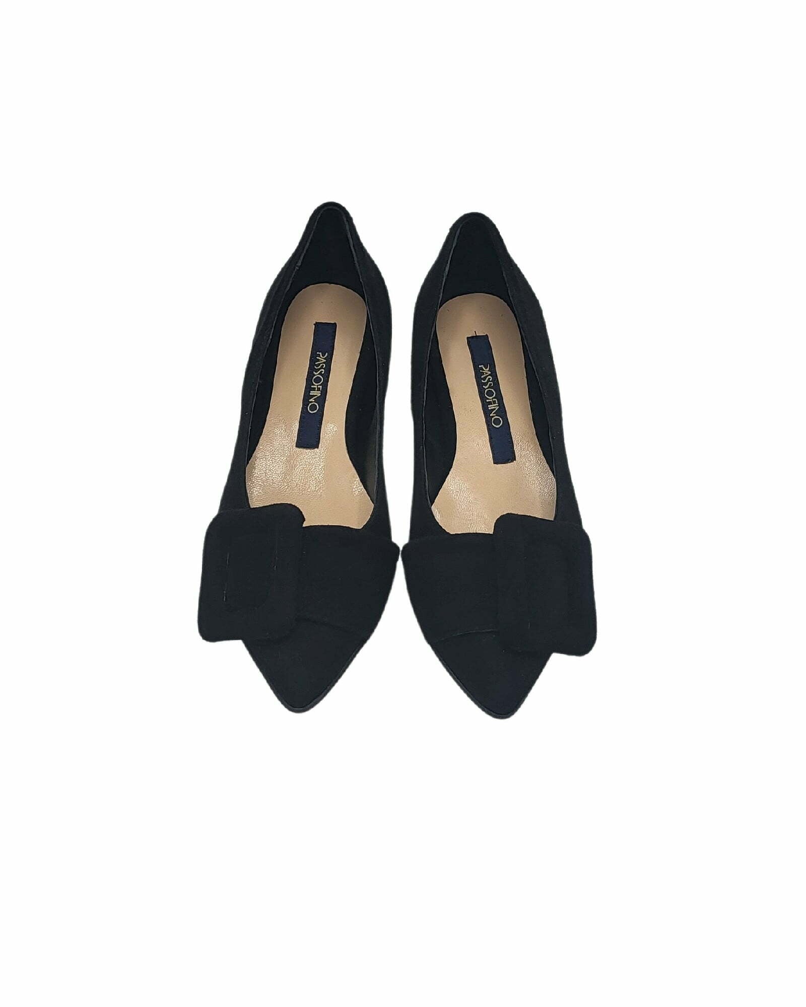 Balerini din piele intoarsa cu accesoriu PF1084-37 negru