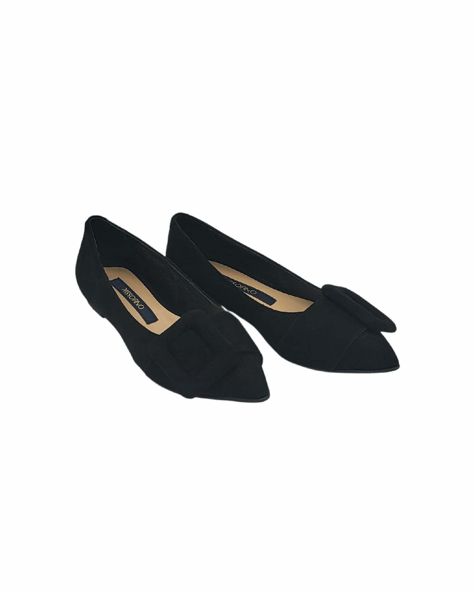 Balerini din piele intoarsa cu accesoriu PF1084-37 negru