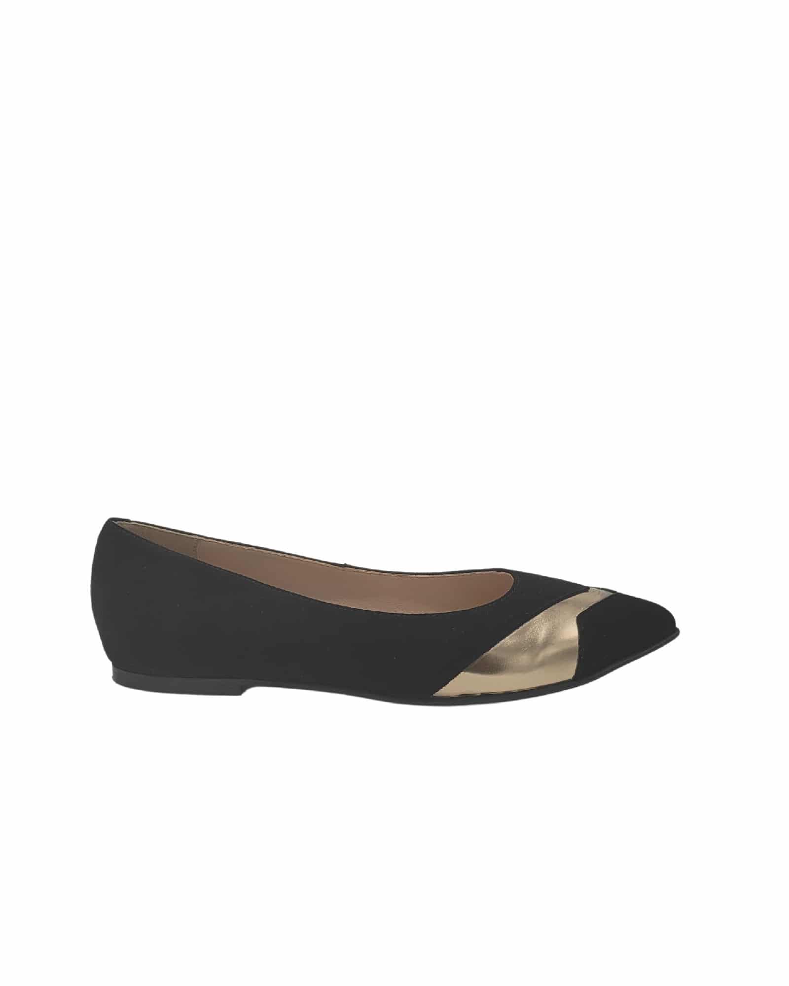 Balerini din piele intoarsa neagra PF1084-38