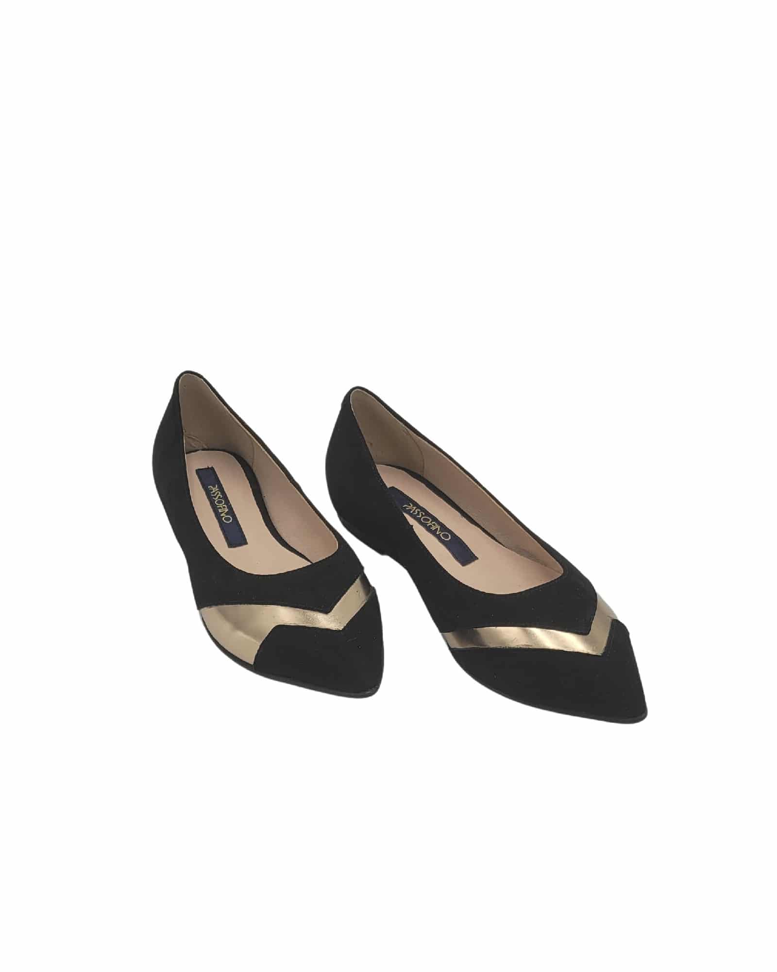 Balerini din piele intoarsa neagra PF1084-38