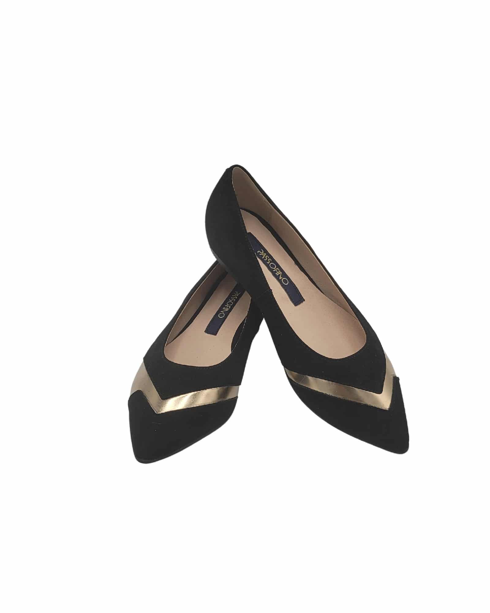 Balerini din piele intoarsa neagra PF1084-38