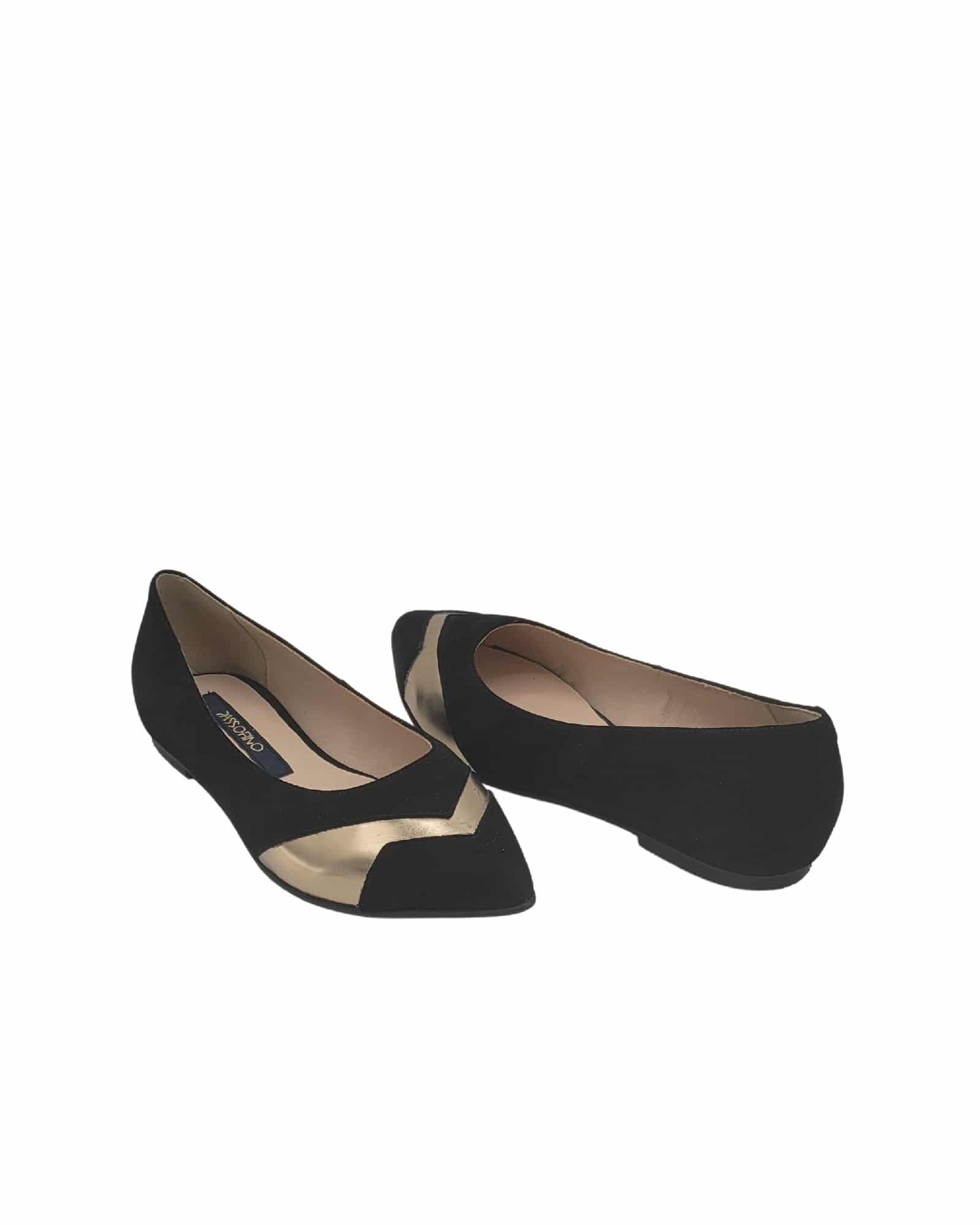 Balerini din piele intoarsa neagra PF1084-38