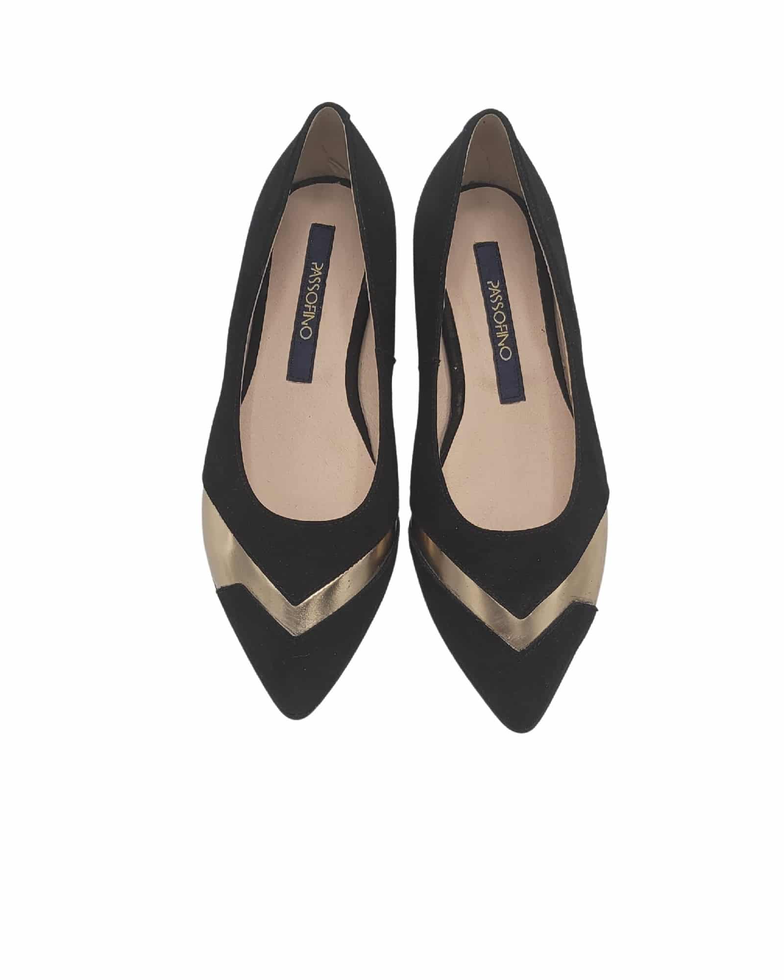 Balerini din piele intoarsa neagra PF1084-38