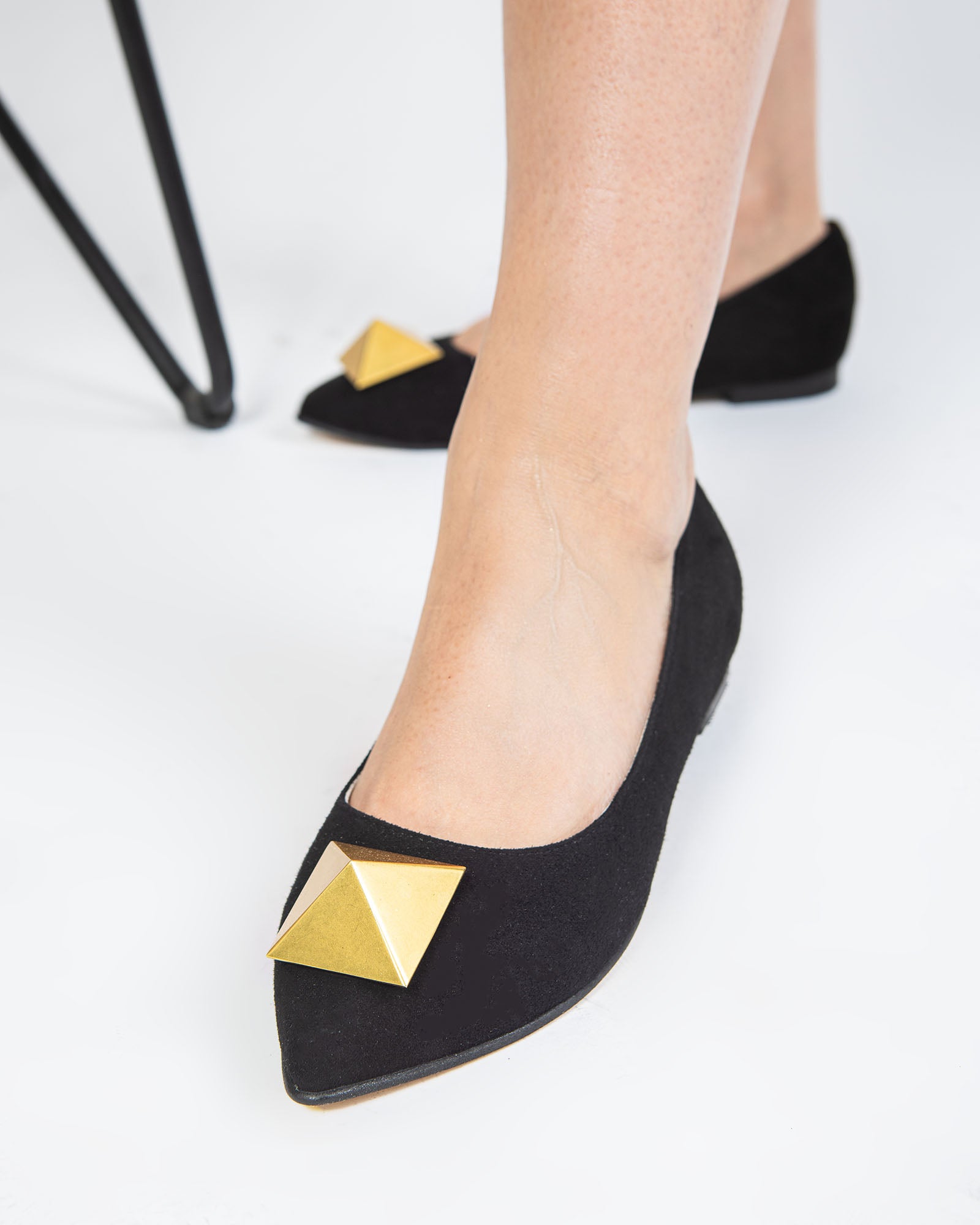 Balerini Din Piele Intoarsa Neagra Pirouette