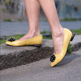 Balerini din piele naturala Viena Yellow Passofino