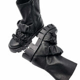 Bocanci cu barete fronsate Giselle negru