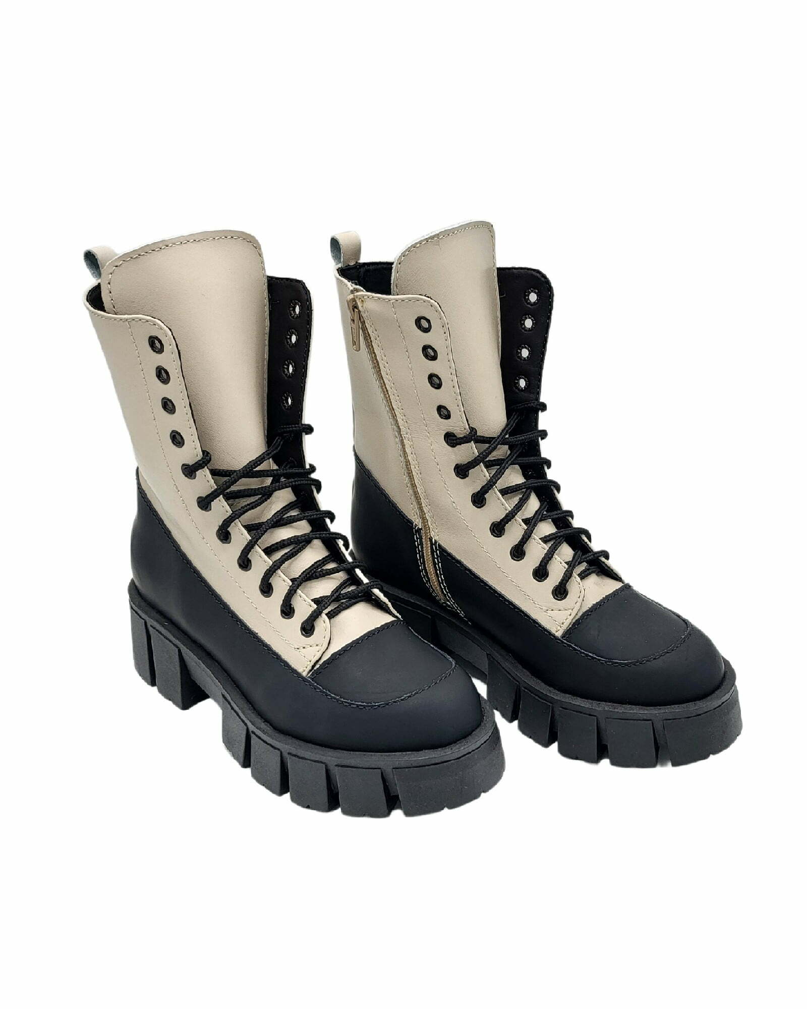 Bocanci cu siret Giselle-5 negru-gri