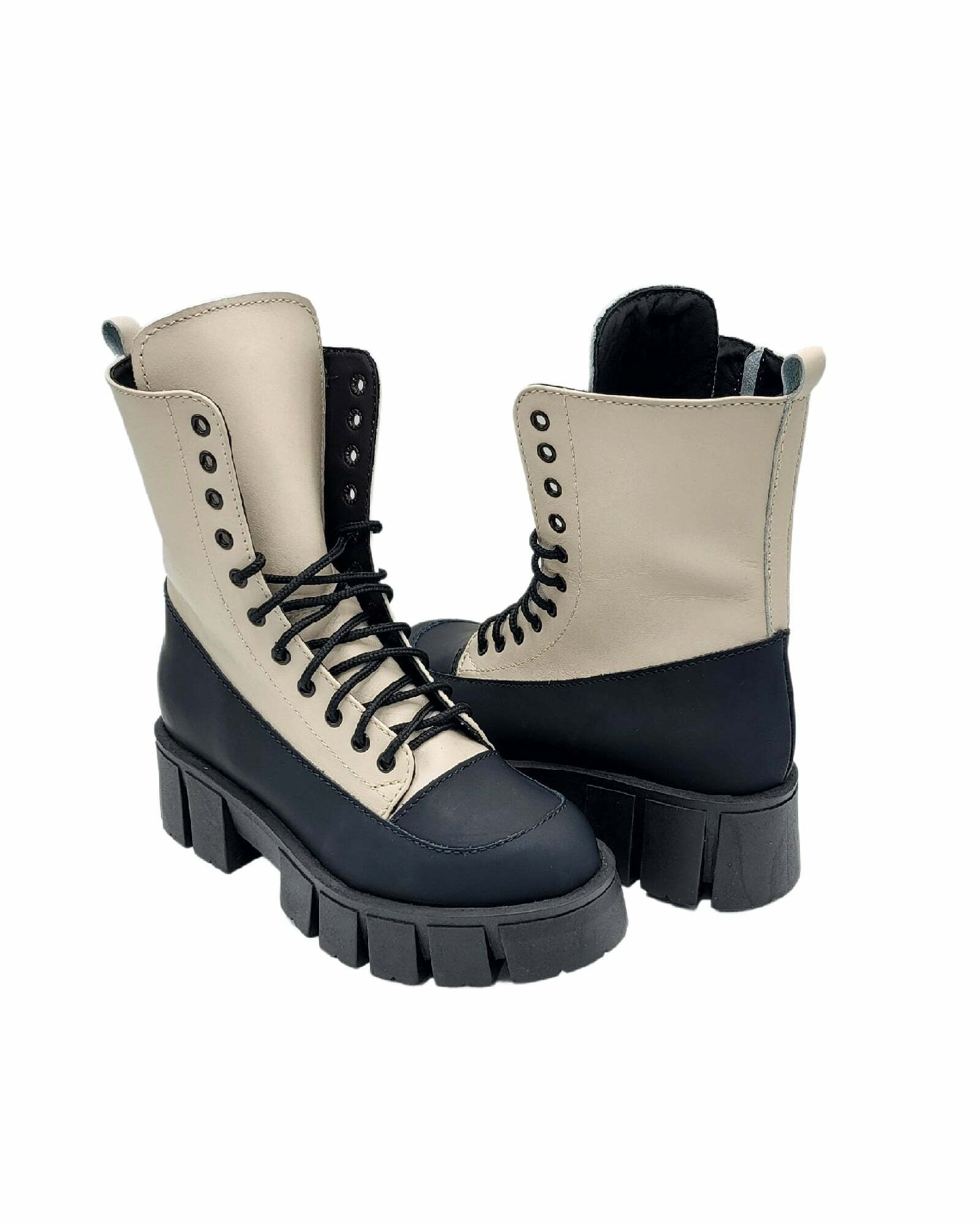 Bocanci cu siret Giselle-5 negru-gri