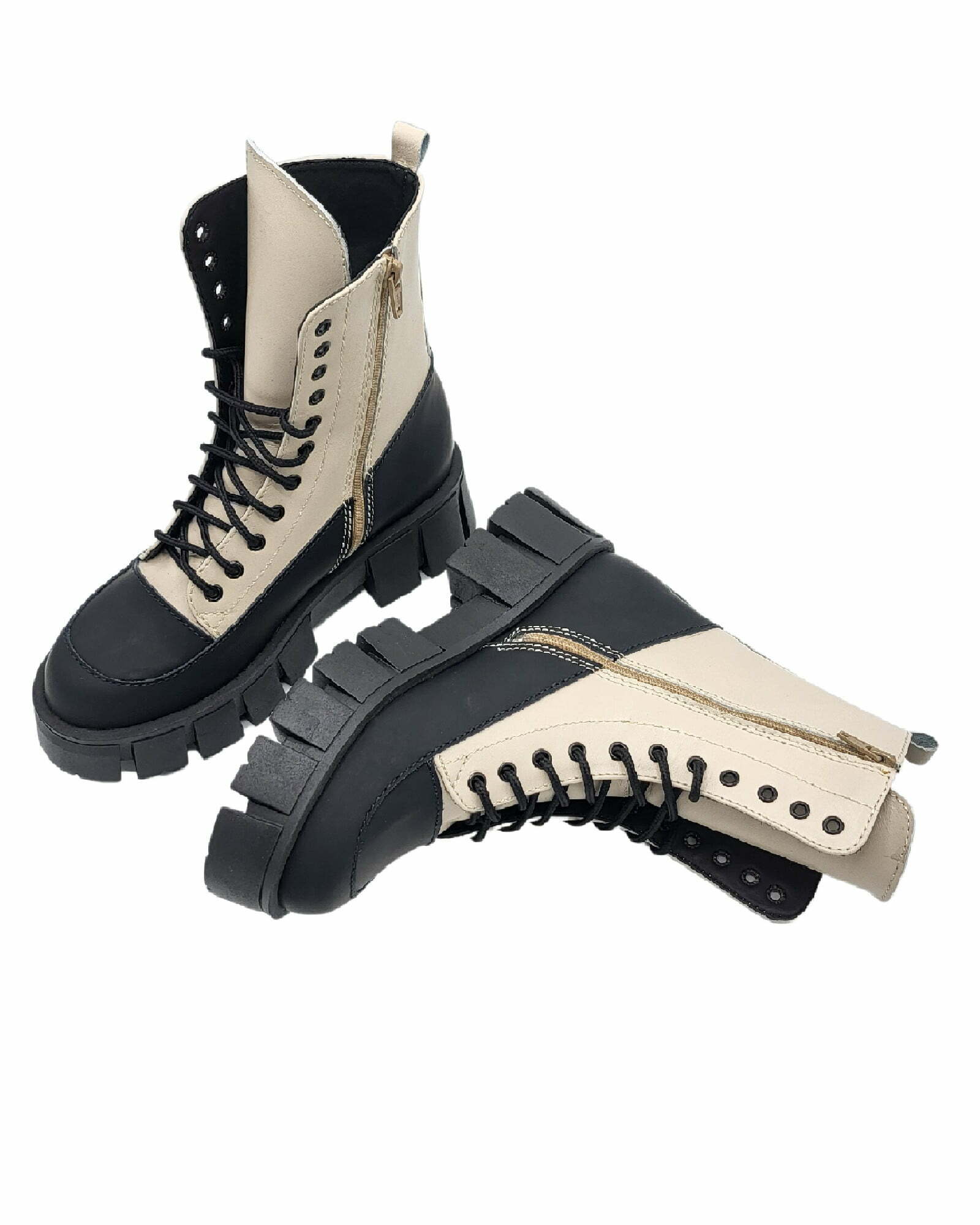 Bocanci cu siret Giselle-5 negru-gri