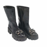 Bocanci inalti accesorizati Giselle-4 negru spatolat