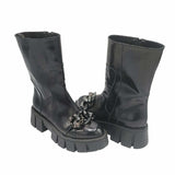 Bocanci inalti accesorizati Giselle-4 negru spatolat