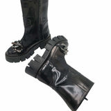Bocanci inalti accesorizati Giselle-4 negru spatolat
