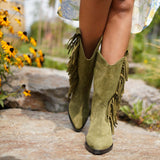 Ciocate cu franjuri din piele intoarsa Wisconsin Olive