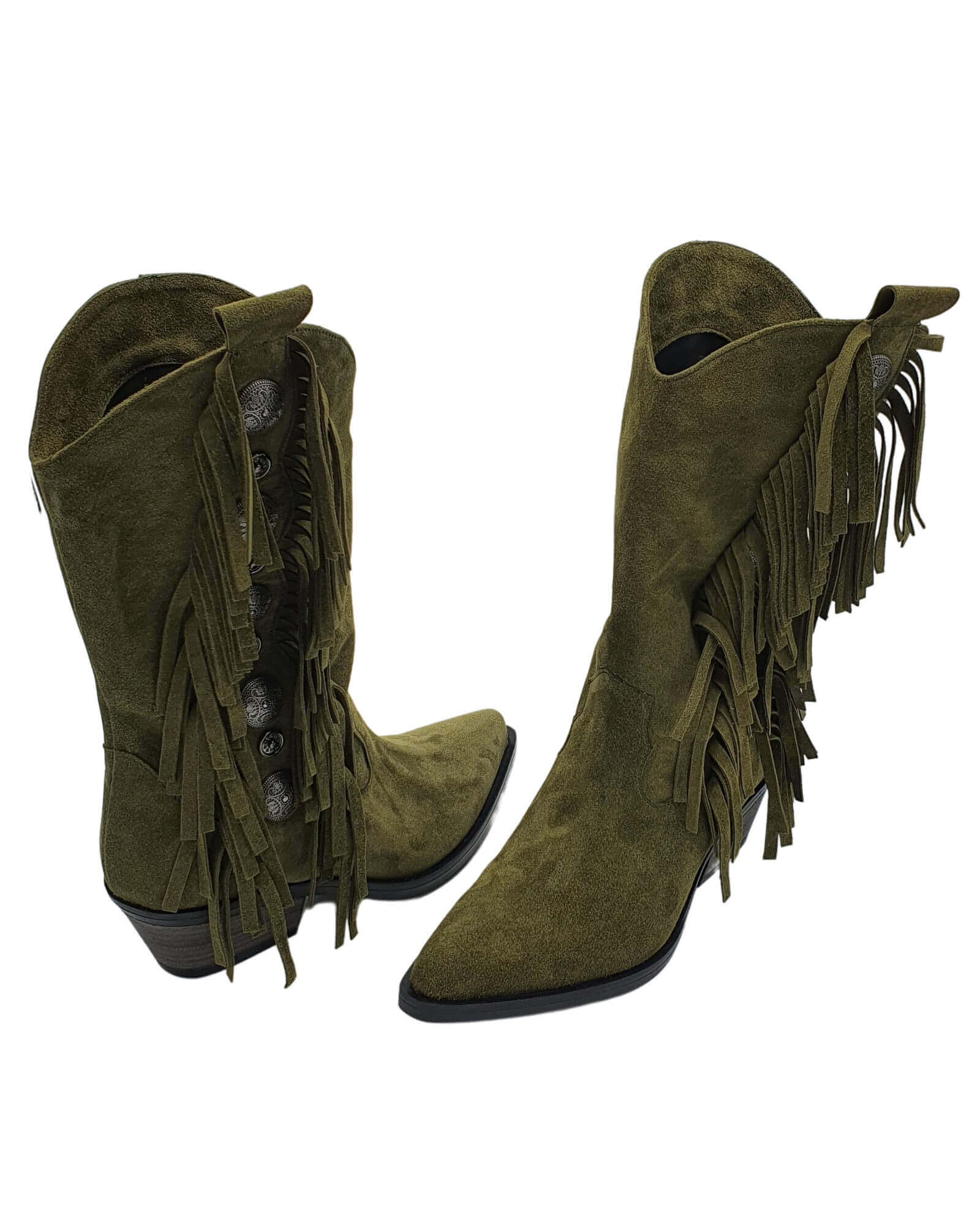 Ciocate cu franjuri din piele intoarsa Wisconsin Olive
