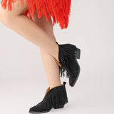 Ciocate din piele intoarsa neagra Fringe