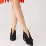Ciocate din piele intoarsa neagra Fringe