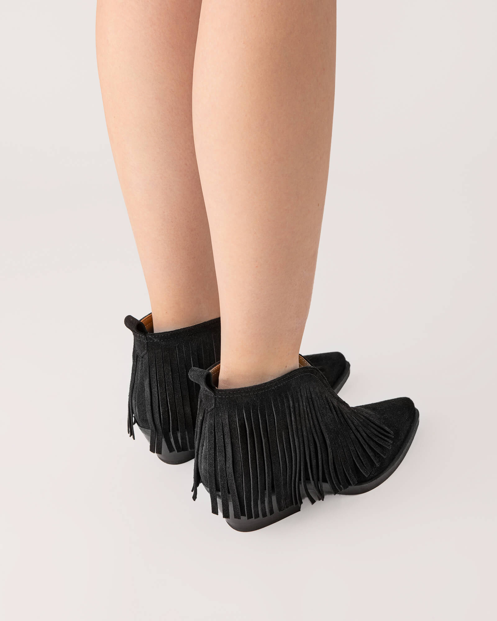 Ciocate din piele intoarsa neagra Fringe