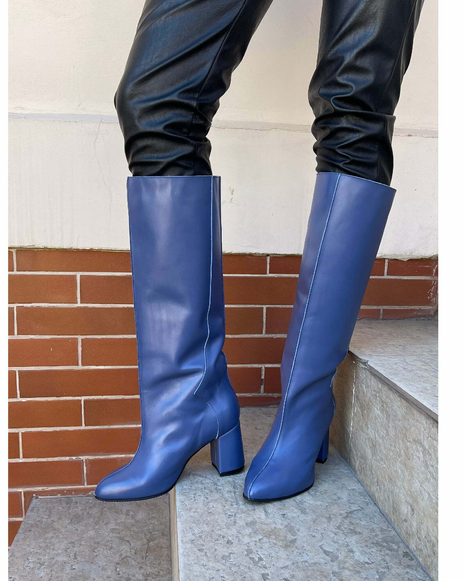 Cizme burlan sub genunchi PF348-1 blue