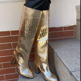 Cizme burlan sub genunchi PF348-1 Gold