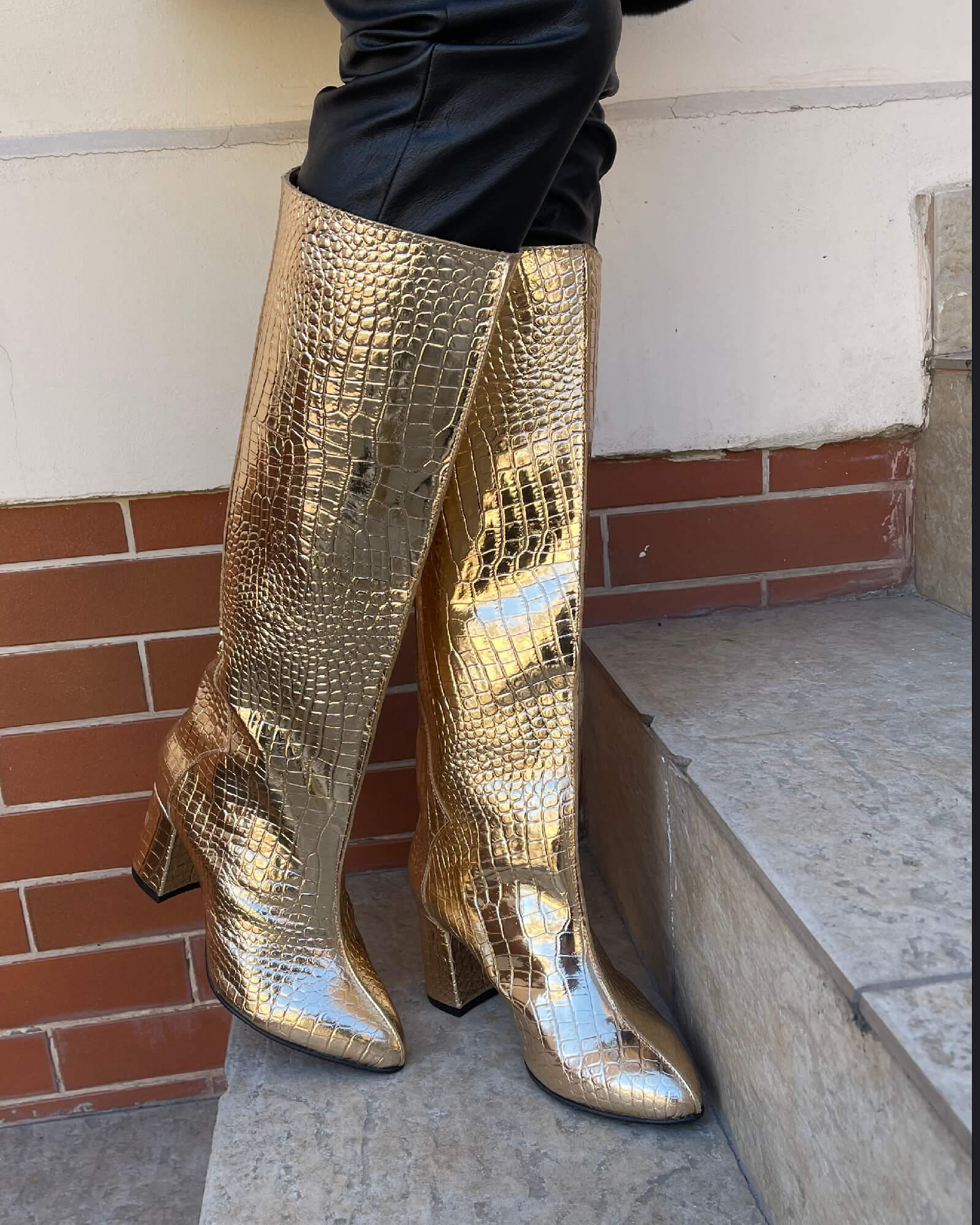 Cizme burlan sub genunchi PF348-1 Gold