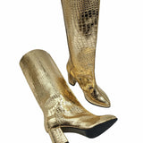 Cizme burlan sub genunchi PF348-1 Gold