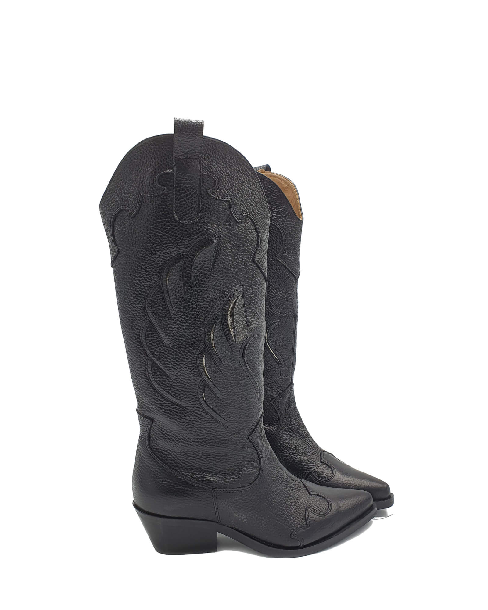 Cizme ciocate Black Western Flame