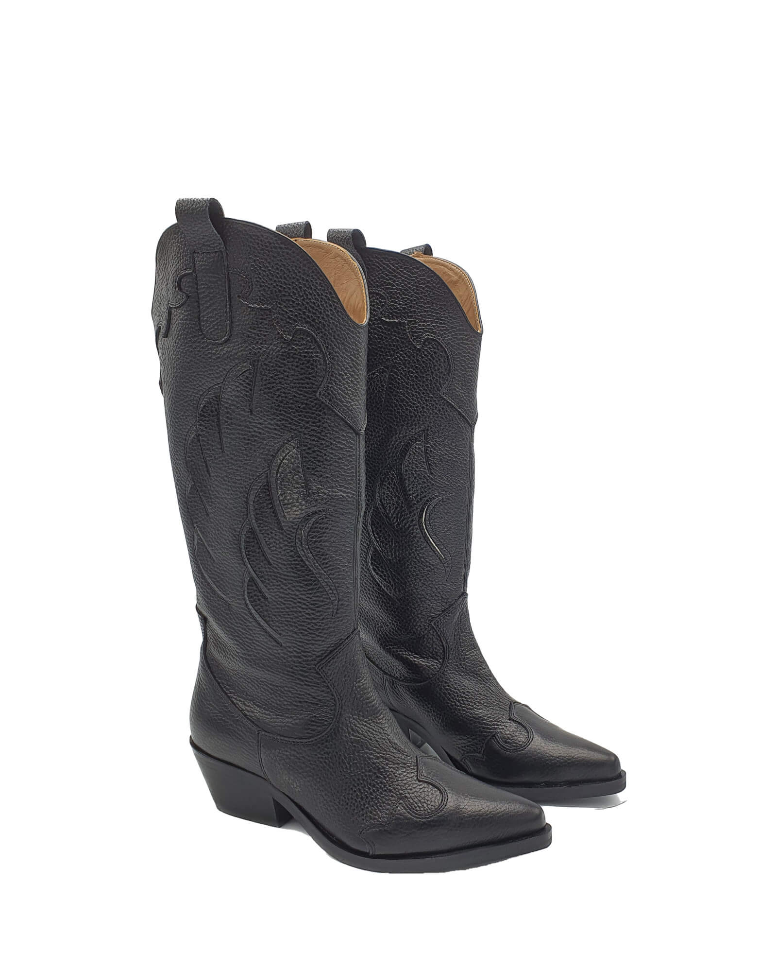 Cizme ciocate Black Western Flame