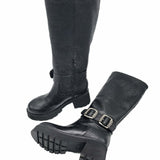 Cizme cu fermoar scurt si catarame Perla-2 negru