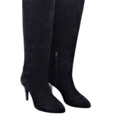 Cizme cu toc subtire din piele intoarsa PF0166-19 negru