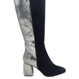 Cizme din piele intoarsa cu toc gros PF0166-26 negru