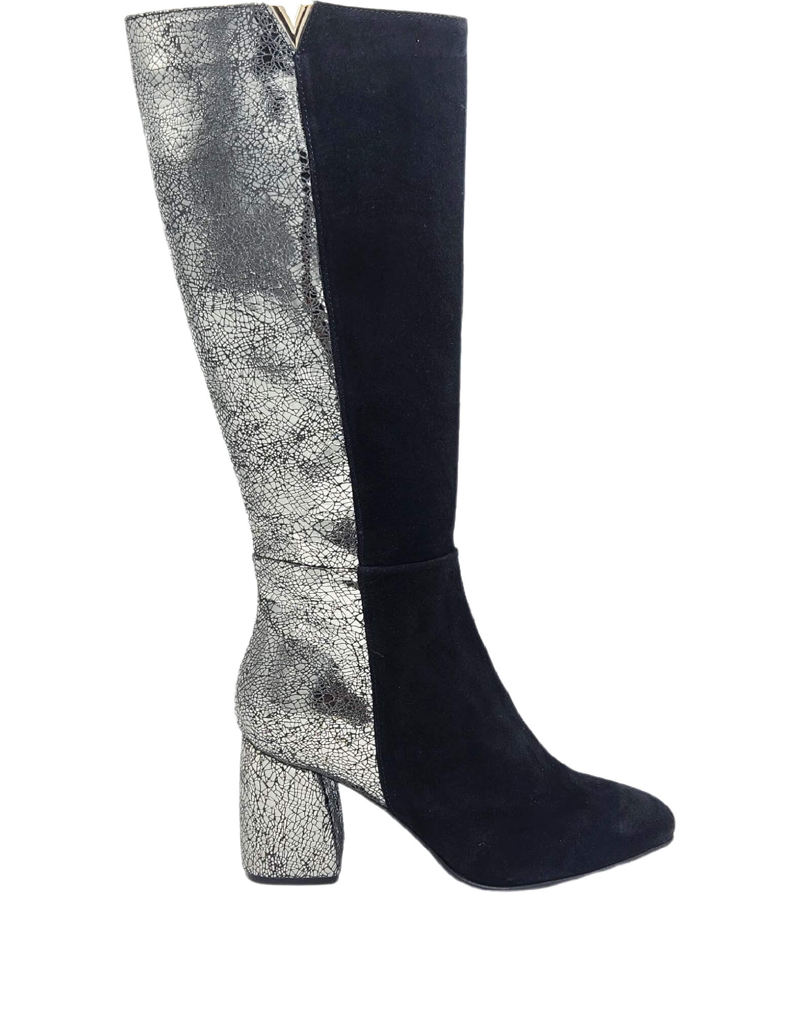Cizme din piele intoarsa cu toc gros PF0166-26 negru