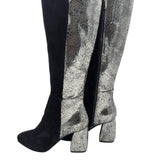 Cizme din piele intoarsa cu toc gros PF0166-26 negru