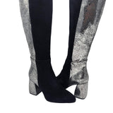 Cizme din piele intoarsa cu toc gros PF0166-26 negru