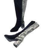 Cizme din piele intoarsa cu toc gros PF0166-26 negru