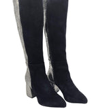 Cizme din piele intoarsa cu toc gros PF0166-26 negru