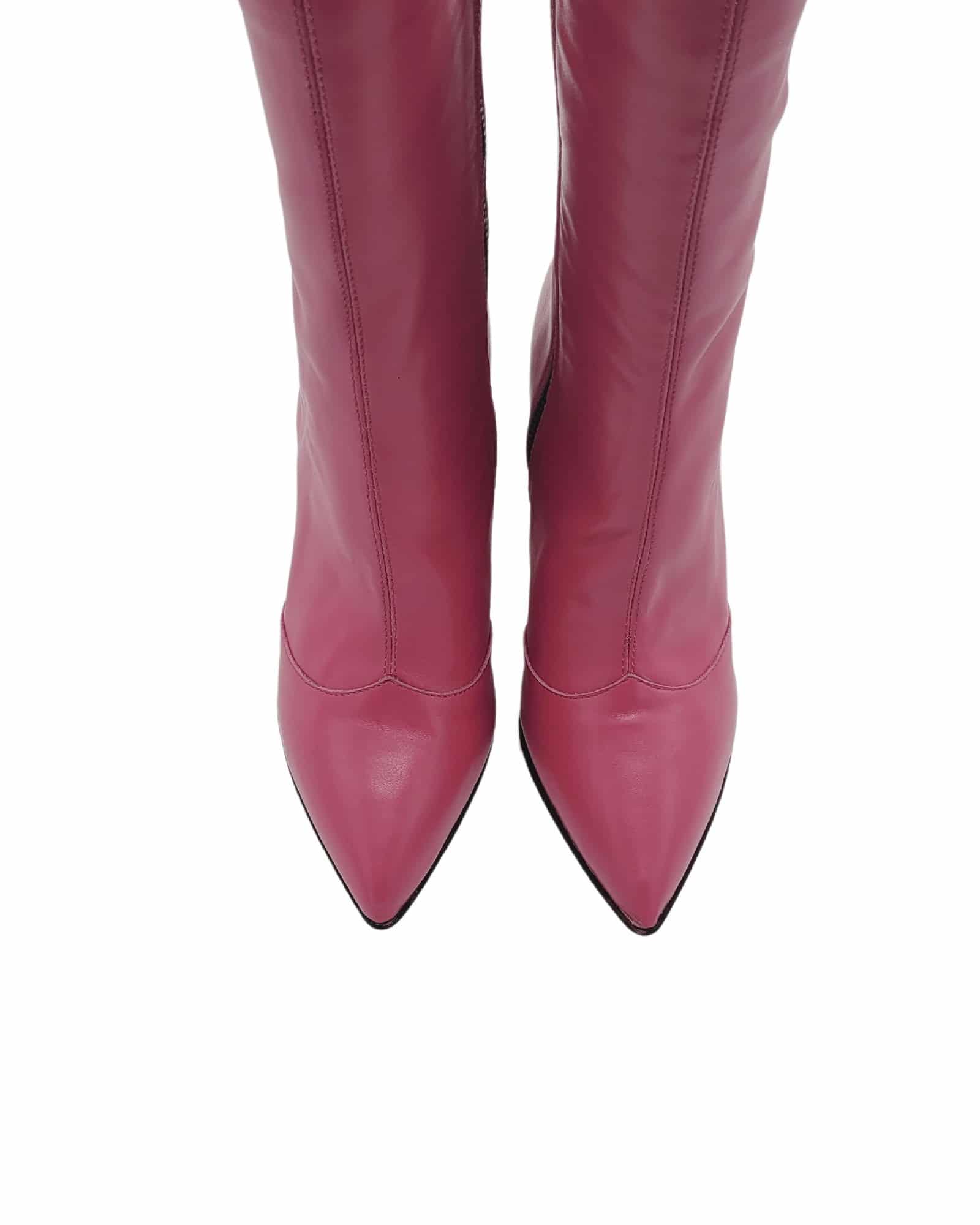 Cizme scurte cu toc Pf0575-3 fucsia