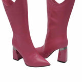 Cizme scurte cu toc Pf0575-3 fucsia