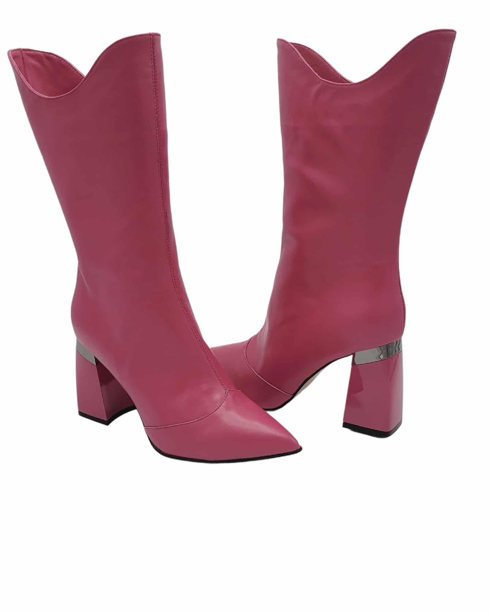 Cizme scurte cu toc Pf0575-3 fucsia