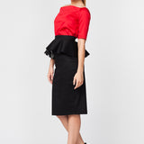 Fusta trei sferturi neagra cu peplum