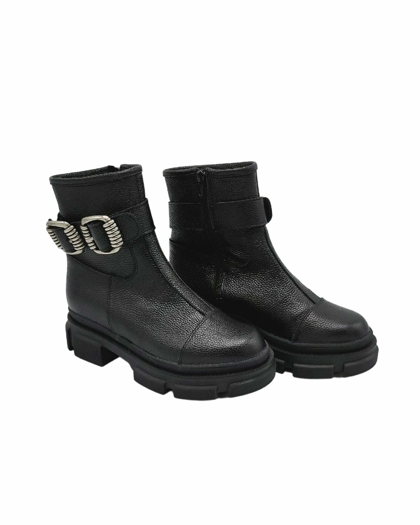 Ghete accesorizate cu talpa groasa PF260-13 negru