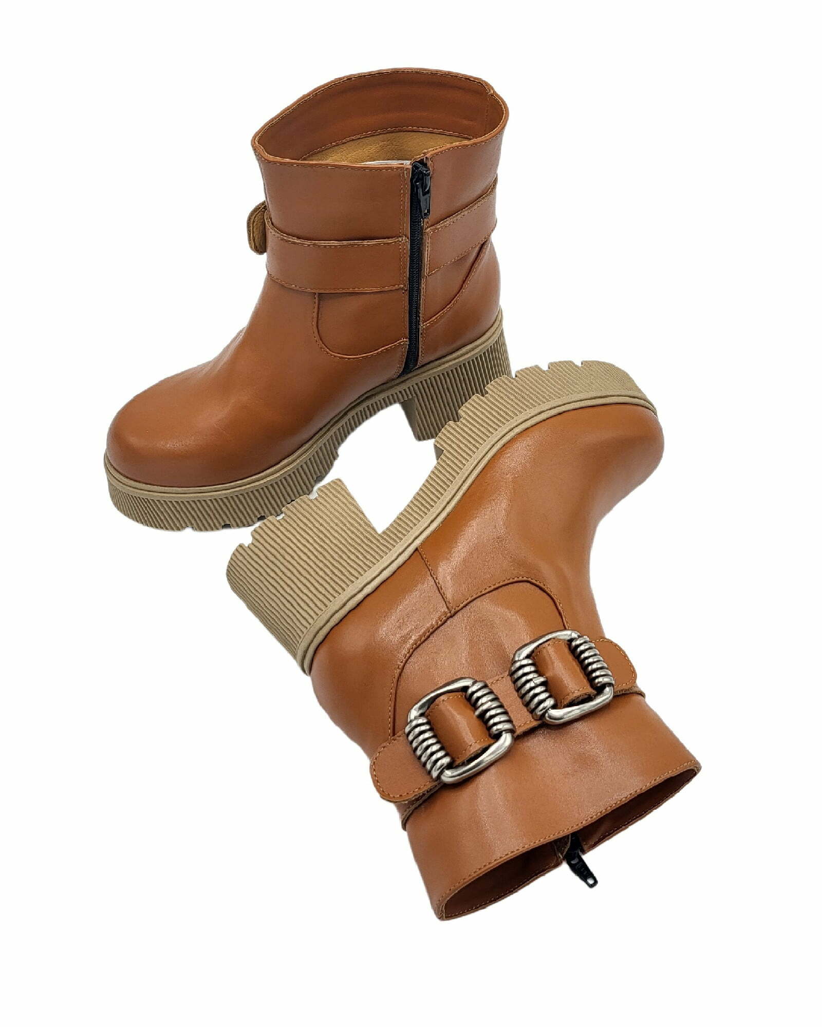 Ghete accesorizate Perla 3 coniac