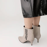 Ghete burlan cu toc jos Haana grey