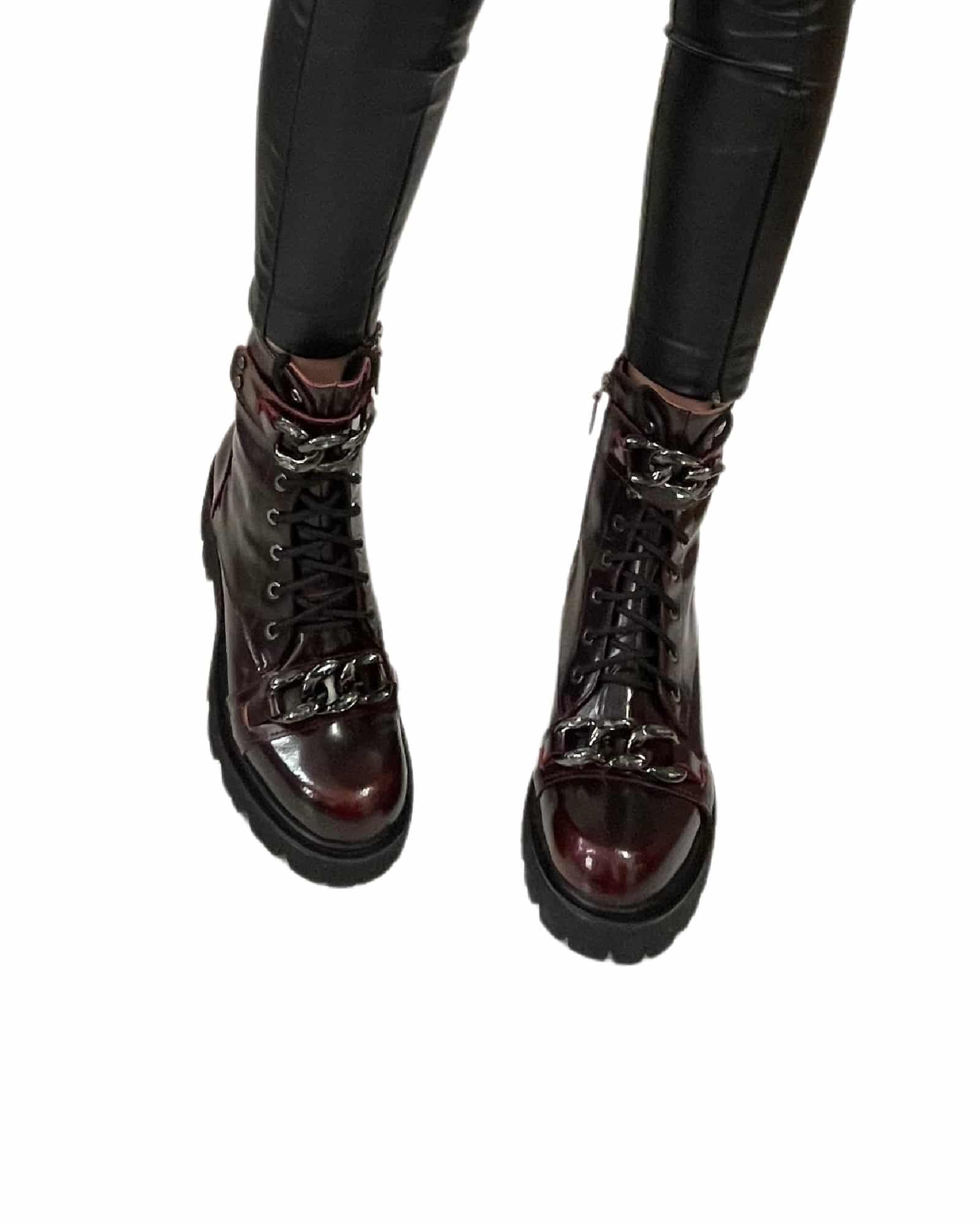 Ghete casual cu accesorii PF56300-18 grena spatolat