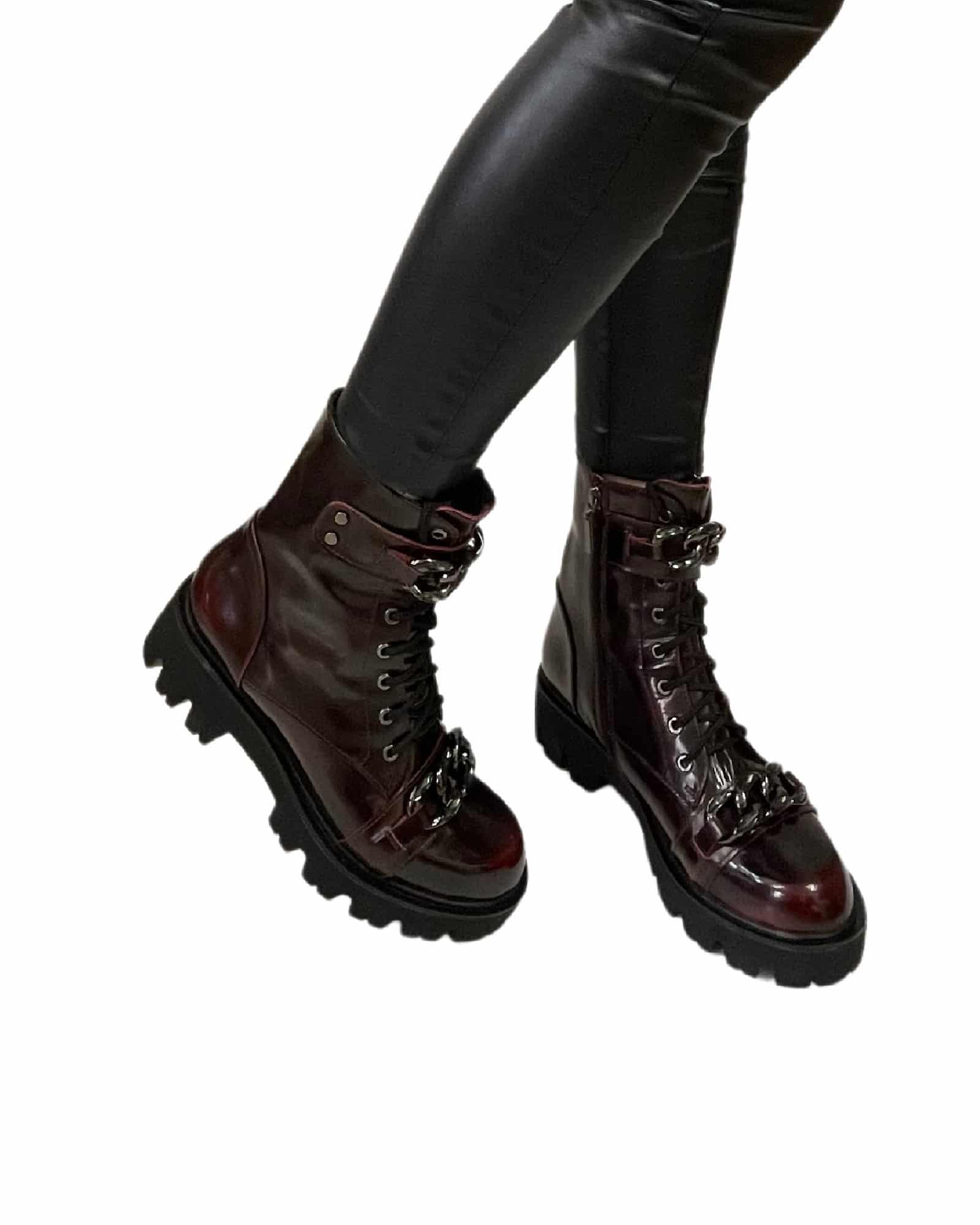 Ghete casual cu accesorii PF56300-18 grena spatolat