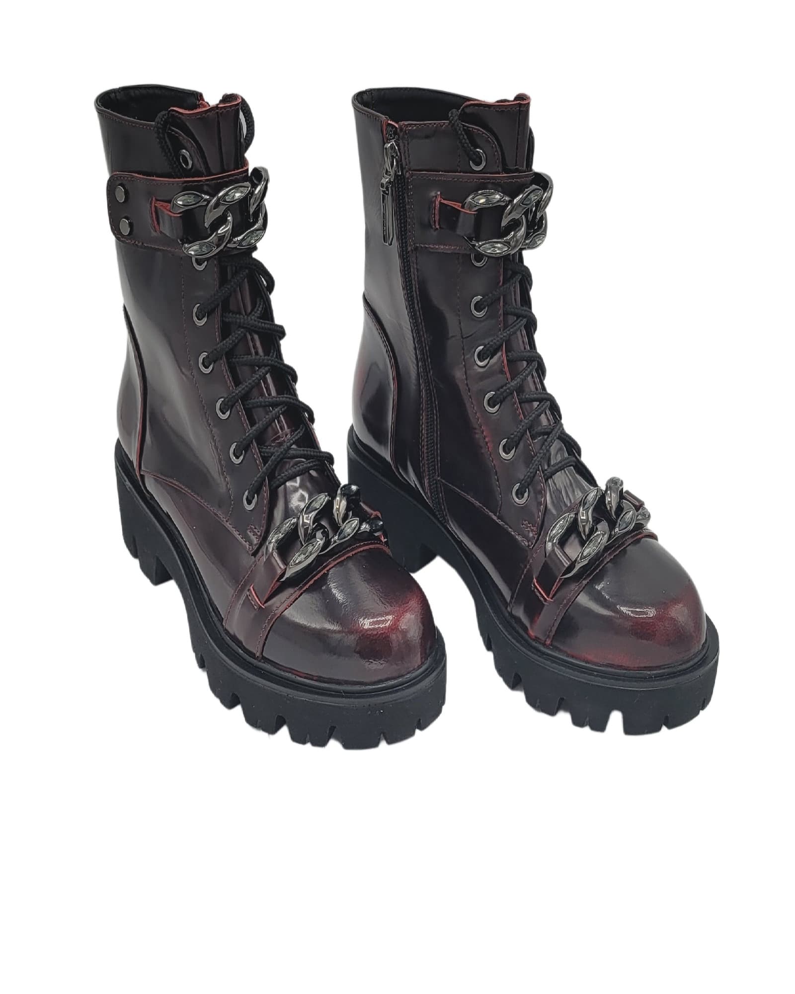 Ghete casual cu accesorii PF56300-18 grena spatolat
