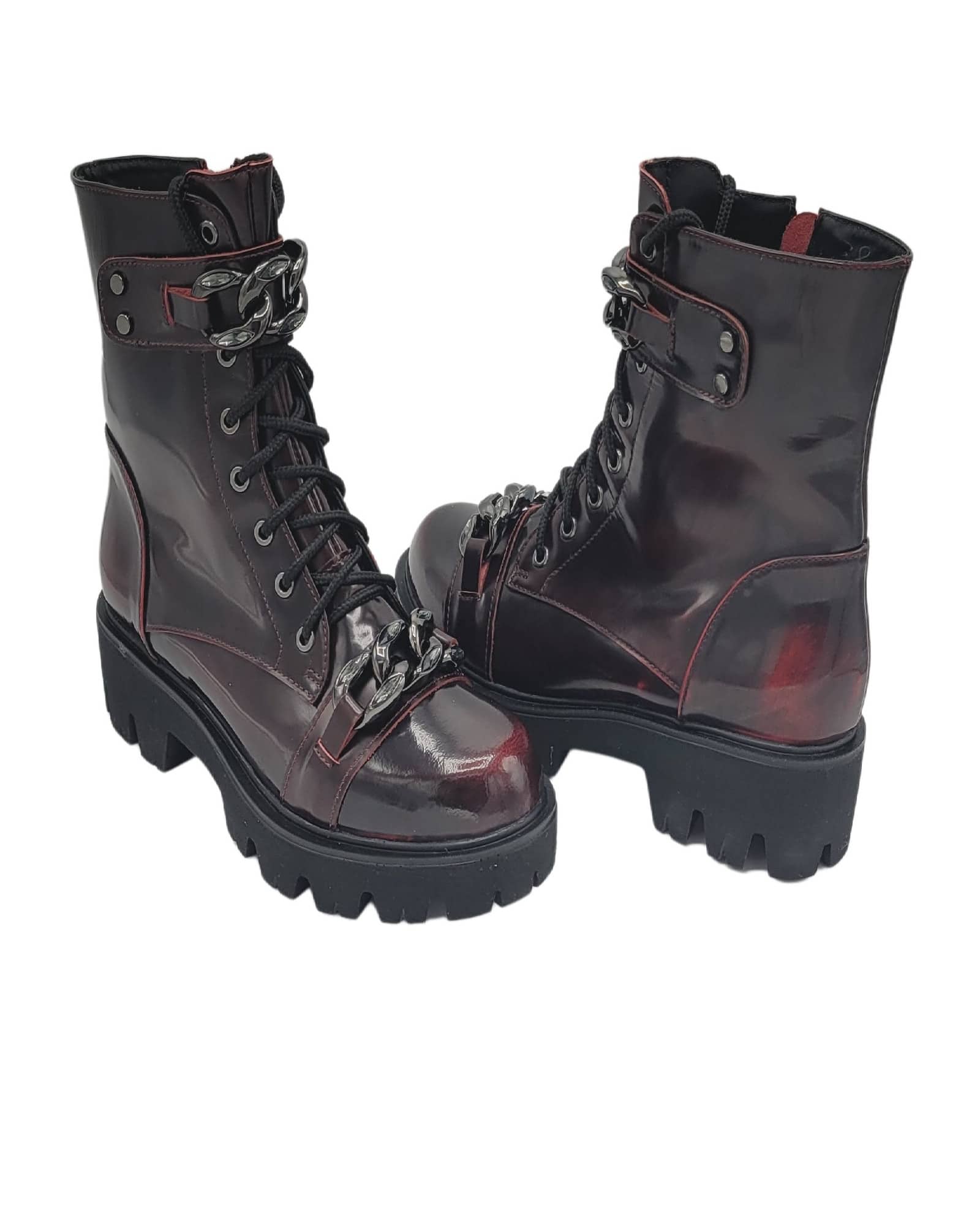 Ghete casual cu accesorii PF56300-18 grena spatolat
